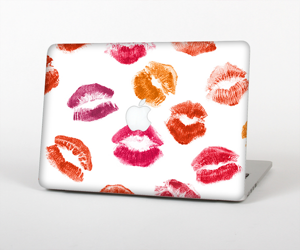 The White with Colored Pucker Lip Prints Skin Set for the Apple MacBook Air 11"