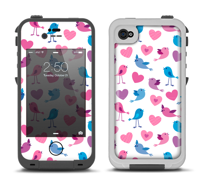 The White with Pink & Blue Vector Tweety Birds Apple iPhone 4-4s LifeProof Fre Case Skin Set