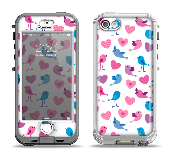 The White with Pink & Blue Vector Tweety Birds Apple iPhone 5-5s LifeProof Nuud Case Skin Set