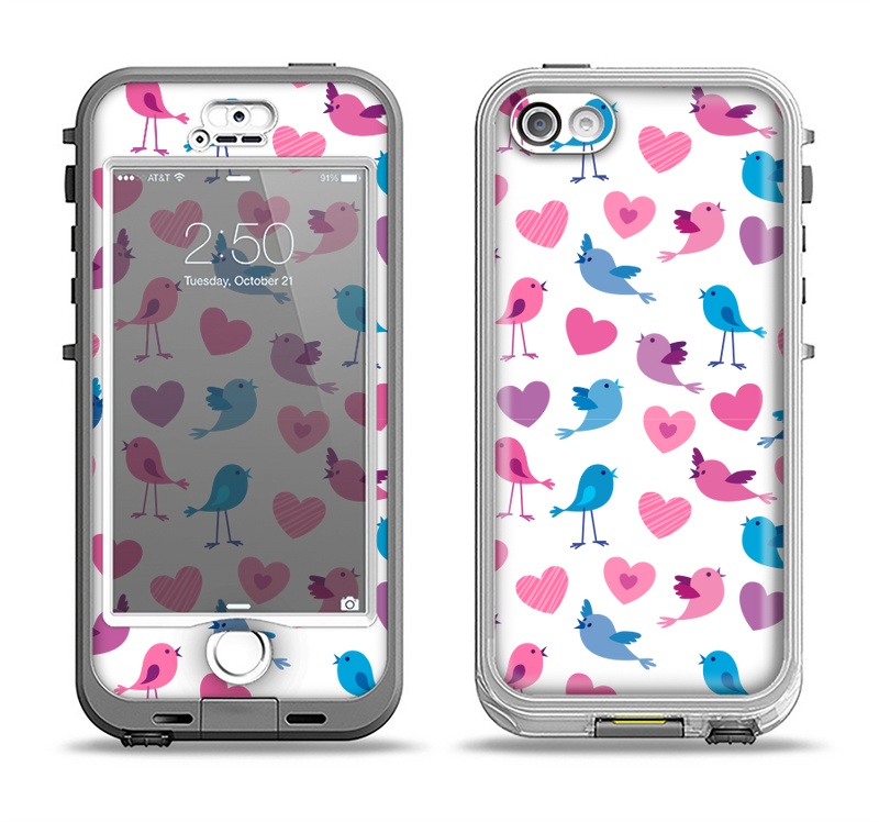The White with Pink & Blue Vector Tweety Birds Apple iPhone 5-5s LifeProof Nuud Case Skin Set