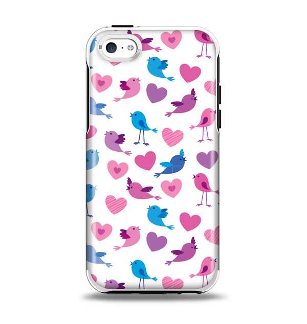 The White with Pink & Blue Vector Tweety Birds Apple iPhone 5c Otterbox Symmetry Case Skin Set