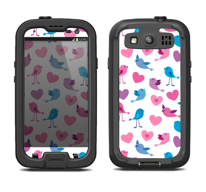 The White with Pink & Blue Vector Tweety Birds Samsung Galaxy S3 LifeProof Fre Case Skin Set