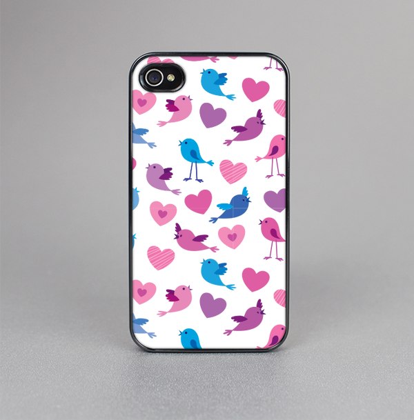 The White with Pink & Blue Vector Tweety Birds Skin-Sert Case for the Apple iPhone 4-4s