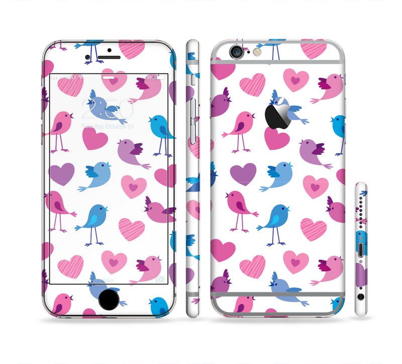 The White with Pink & Blue Vector Tweety Birds Sectioned Skin Series for the Apple iPhone 6 Plus