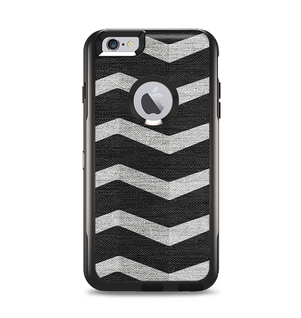 The Wide Black and Light Gray Chevron Pattern V3 Apple iPhone 6 Plus Otterbox Commuter Case Skin Set