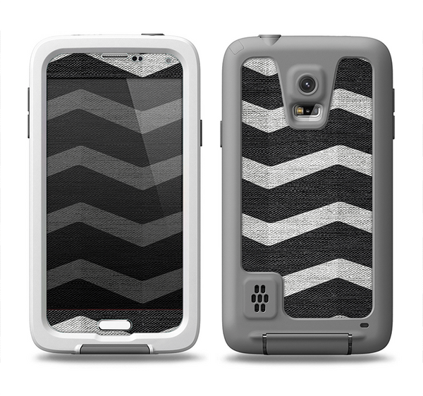 The Wide Black and Light Gray Chevron Pattern V3 Samsung Galaxy S5 LifeProof Fre Case Skin Set