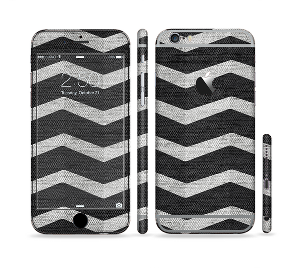 The Wide Black and Light Gray Chevron Pattern V3 Sectioned Skin Series for the Apple iPhone 6