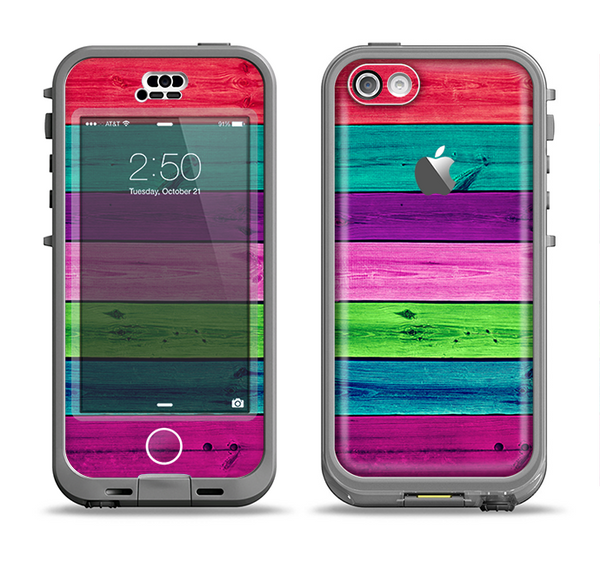 The Wide Neon Wood Planks Apple iPhone 5c LifeProof Nuud Case Skin Set