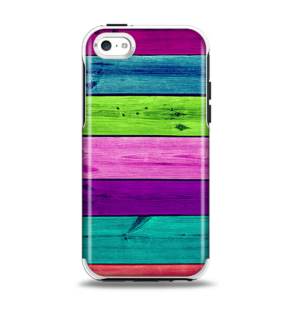 The Wide Neon Wood Planks Apple iPhone 5c Otterbox Symmetry Case Skin Set