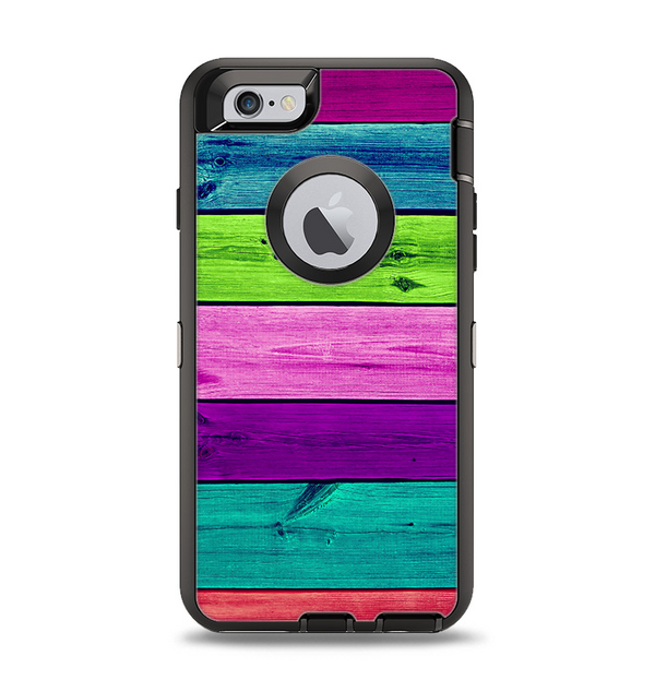 The Wide Neon Wood Planks Apple iPhone 6 Otterbox Defender Case Skin Set