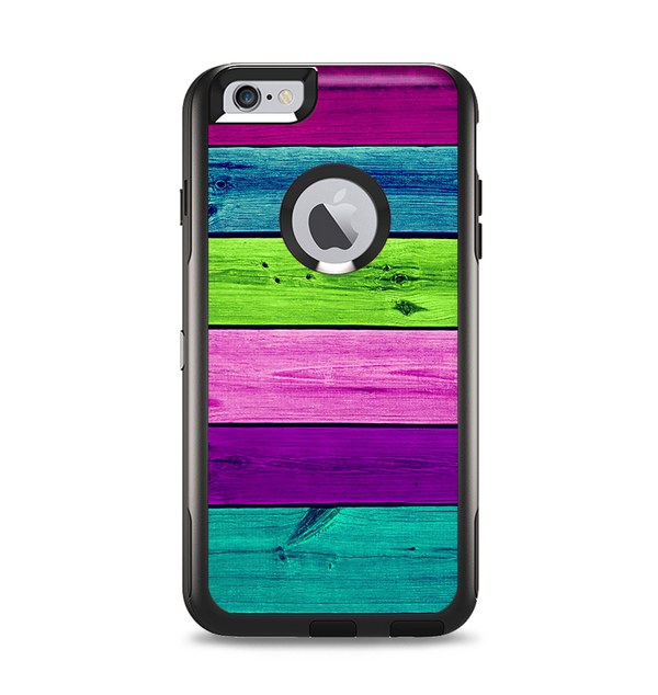 The Wide Neon Wood Planks Apple iPhone 6 Plus Otterbox Commuter Case Skin Set