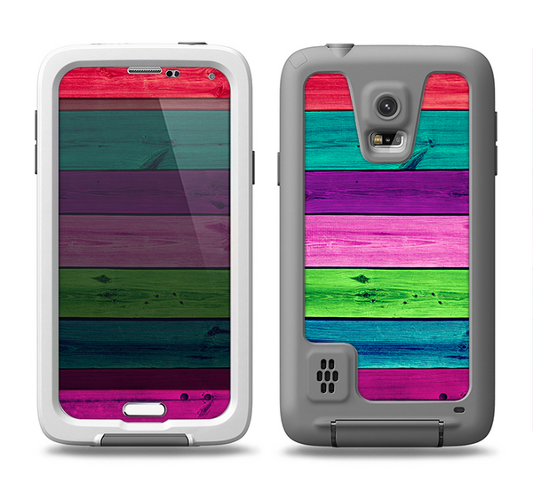 The Wide Neon Wood Planks Samsung Galaxy S5 LifeProof Fre Case Skin Set
