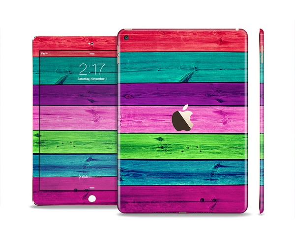 The Wide Neon Wood Planks Skin Set for the Apple iPad Air 2