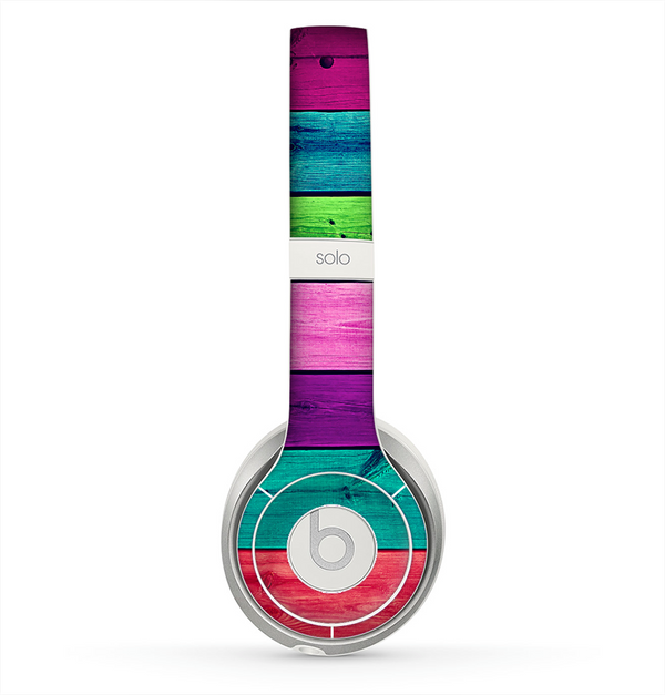 The Wide Neon Wood Planks Skin for the Beats by Dre Solo 2 Headphones