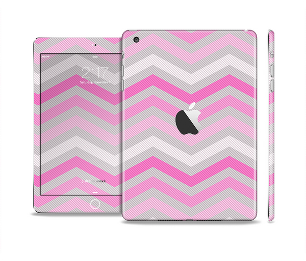 The Wide Pink Vintage Colored Chevron Pattern V6 Full Body Skin Set for the Apple iPad Mini 2