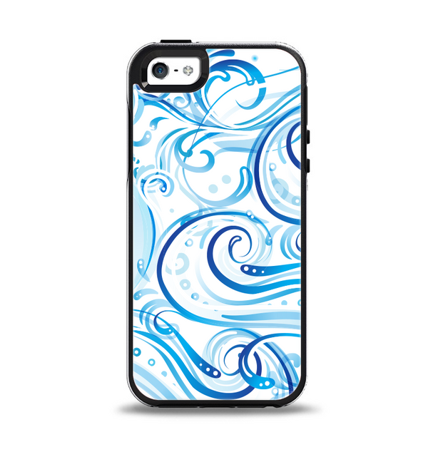 The Wild Blue Swirly Vector Water Pattern Apple iPhone 5-5s Otterbox Symmetry Case Skin Set