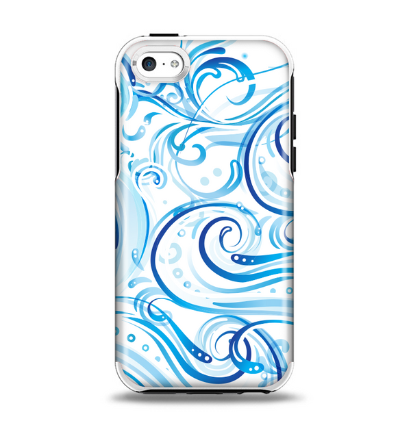 The Wild Blue Swirly Vector Water Pattern Apple iPhone 5c Otterbox Symmetry Case Skin Set