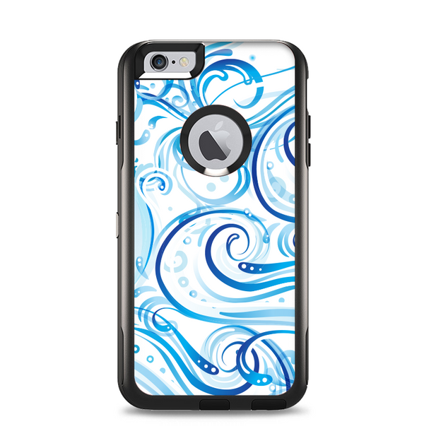 The Wild Blue Swirly Vector Water Pattern Apple iPhone 6 Plus Otterbox Commuter Case Skin Set