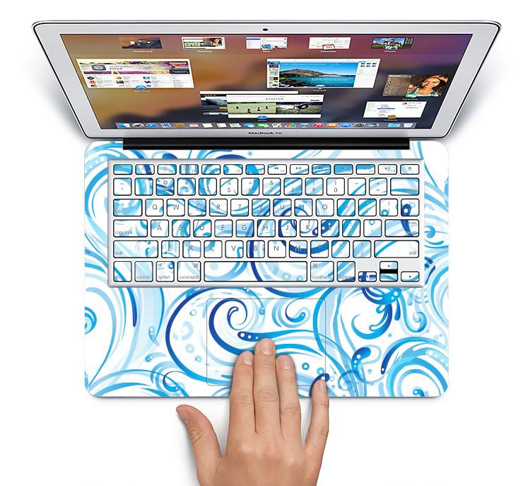 The Wild Blue Swirly Vector Water Pattern Skin Set for the Apple MacBook Pro 15" with Retina Display