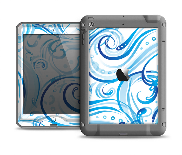 The Wild Blue Swirly Vector Water Pattern Apple iPad Mini LifeProof Nuud Case Skin Set