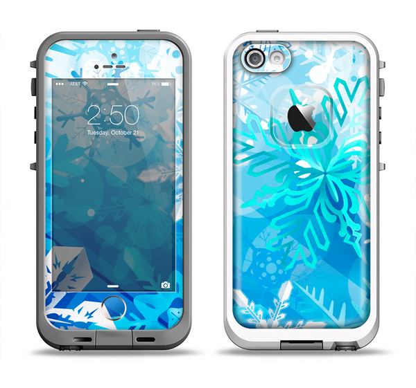 The Winter Abstract Blue Apple iPhone 5-5s LifeProof Fre Case Skin Set