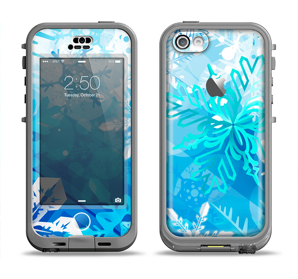 The Winter Abstract Blue Apple iPhone 5c LifeProof Nuud Case Skin Set