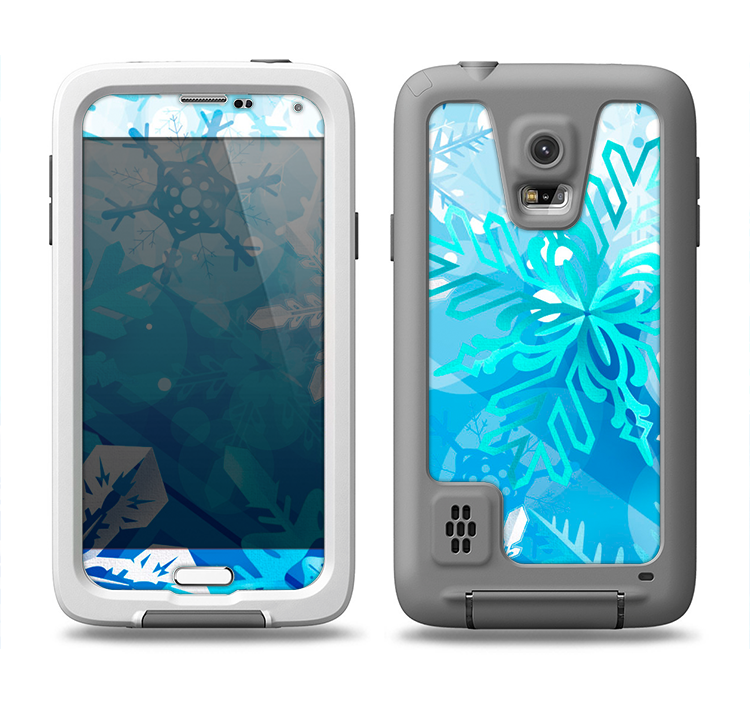 The Winter Abstract Blue Samsung Galaxy S5 LifeProof Fre Case Skin Set