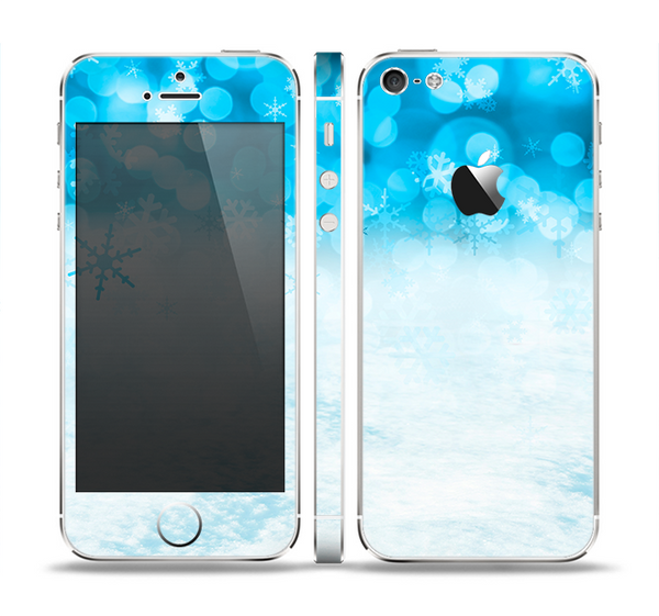 The Winter Blue Abstract Unfocused Skin Set for the Apple iPhone 5