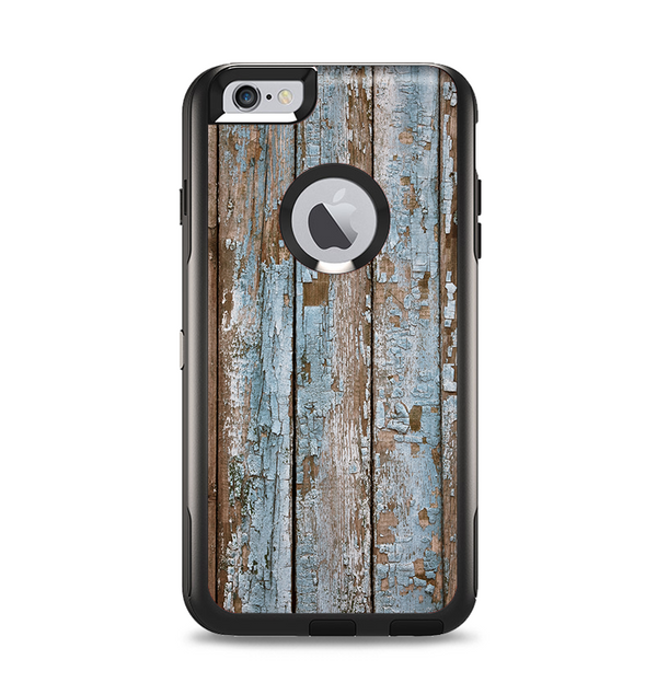 The Wood Planks with Peeled Blue Paint Apple iPhone 6 Plus Otterbox Commuter Case Skin Set