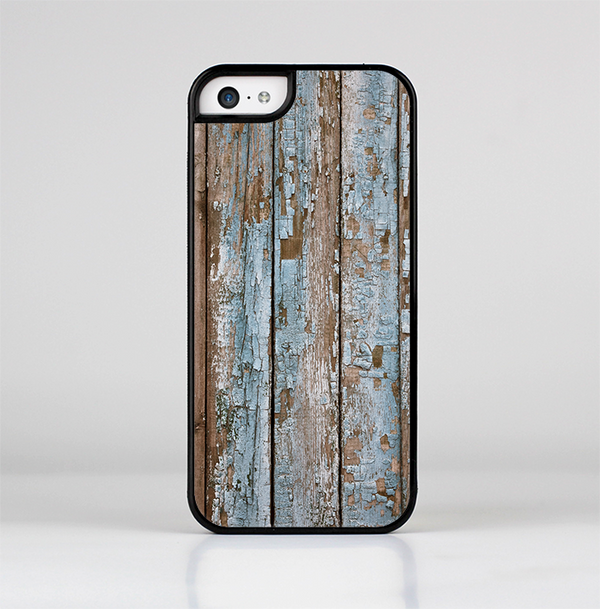 The Wood Planks with Peeled Blue Paint Skin-Sert Case for the Apple iPhone 5c