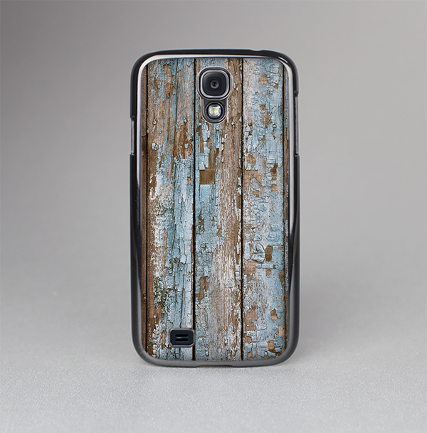 The Wood Planks with Peeled Blue Paint Skin-Sert Case for the Samsung Galaxy S4