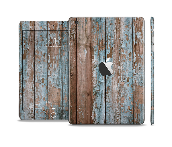The Wood Planks with Peeled Blue Paint Full Body Skin Set for the Apple iPad Mini 2