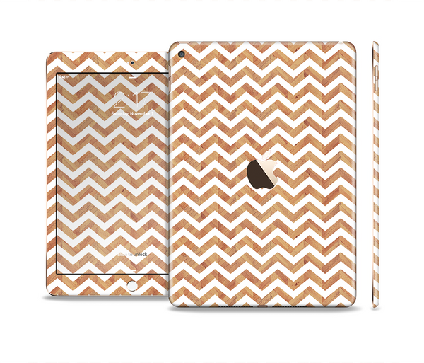 The Wood & White Chevron Pattern Skin Set for the Apple iPad Air 2