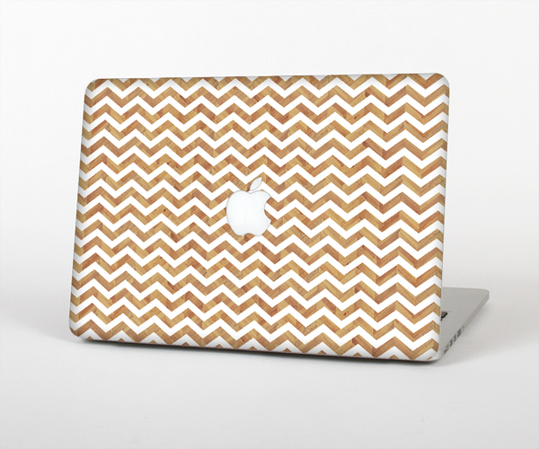 The Wood & White Chevron Pattern Skin Set for the Apple MacBook Air 11"