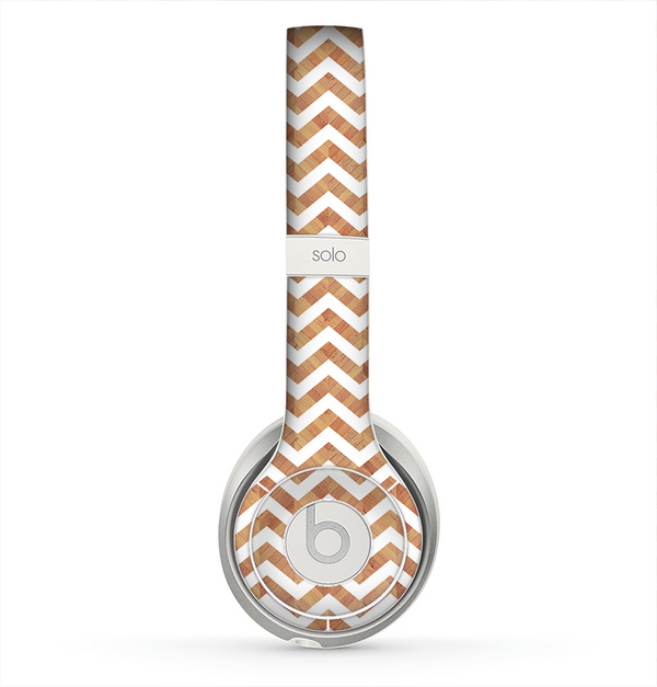 The Wood & White Chevron Pattern Skin for the Beats by Dre Solo 2 Headphones