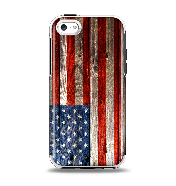 The Wooden Grungy American Flag Apple iPhone 5c Otterbox Symmetry Case Skin Set