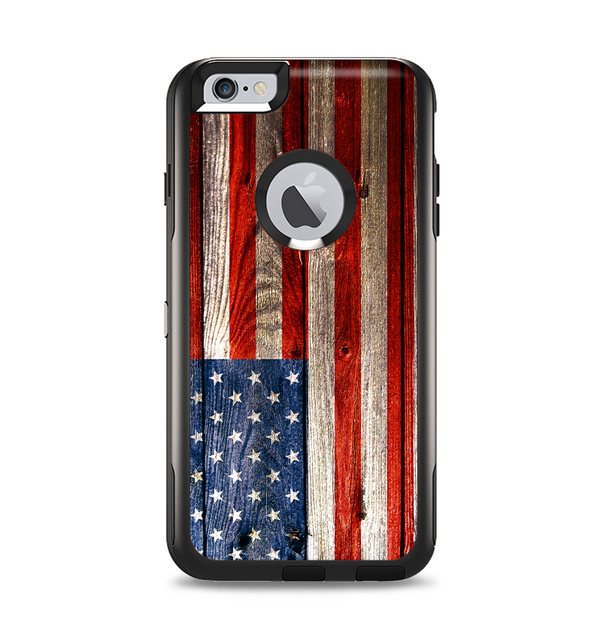 The Wooden Grungy American Flag Apple iPhone 6 Plus Otterbox Commuter Case Skin Set