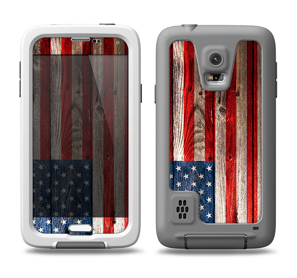 The Wooden Grungy American Flag Samsung Galaxy S5 LifeProof Fre Case Skin Set