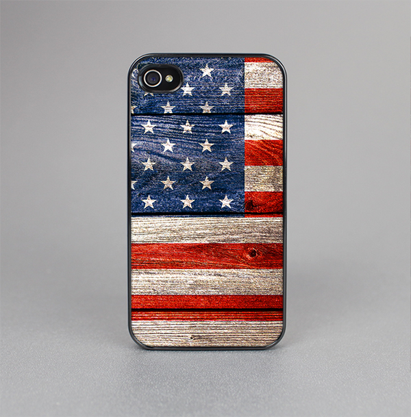 The Wooden Grungy American Flag Skin-Sert Case for the Apple iPhone 4-4s