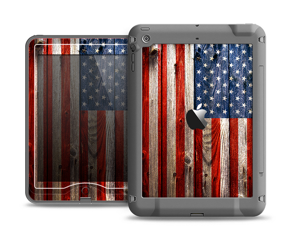 The Wooden Grungy American Flag Apple iPad Mini LifeProof Nuud Case Skin Set