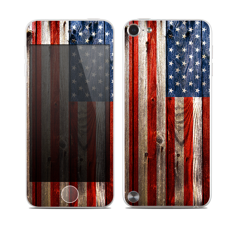 The Wooden Grungy American Flag Skin for the Apple iPod Touch 5G