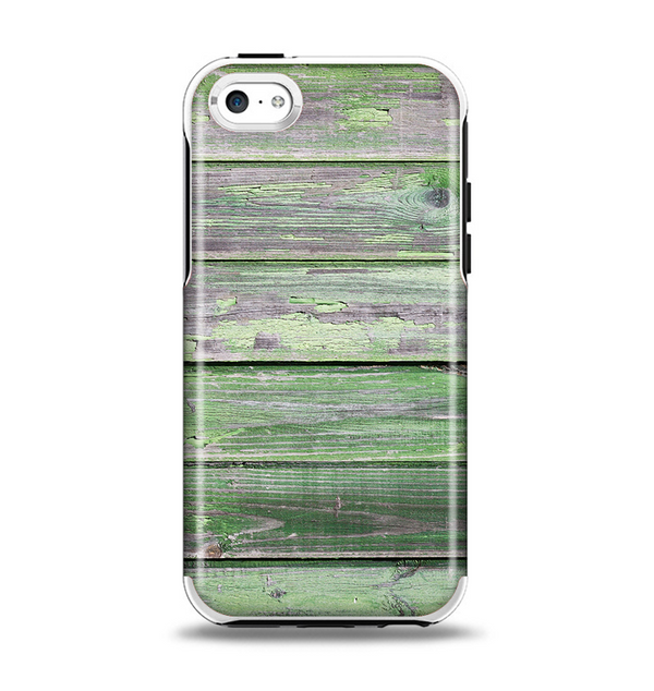 The Wooden Planks with Chipped Green Paint Apple iPhone 5c Otterbox Symmetry Case Skin Set