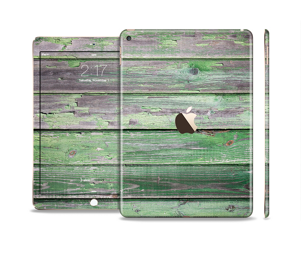 The Wooden Planks with Chipped Green Paint Skin Set for the Apple iPad Air 2