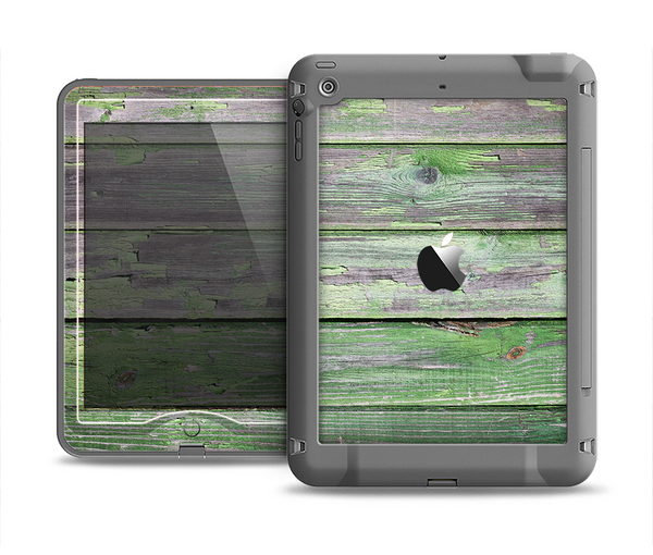 The Wooden Planks with Chipped Green Paint Apple iPad Mini LifeProof Nuud Case Skin Set