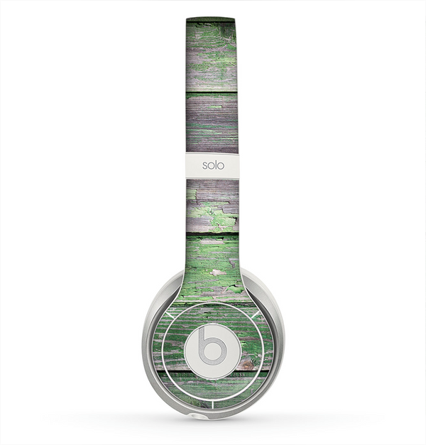 The Wooden Planks with Chipped Green Paint Skin for the Beats by Dre Solo 2 Headphones