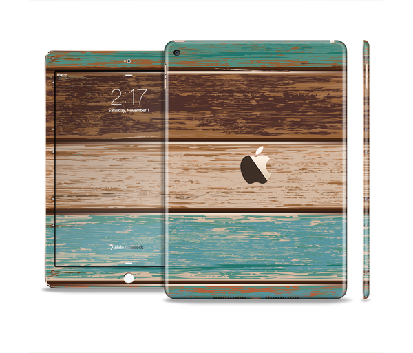 The Wooden Planks with Chipped Green and Brown Paint Skin Set for the Apple iPad Air 2