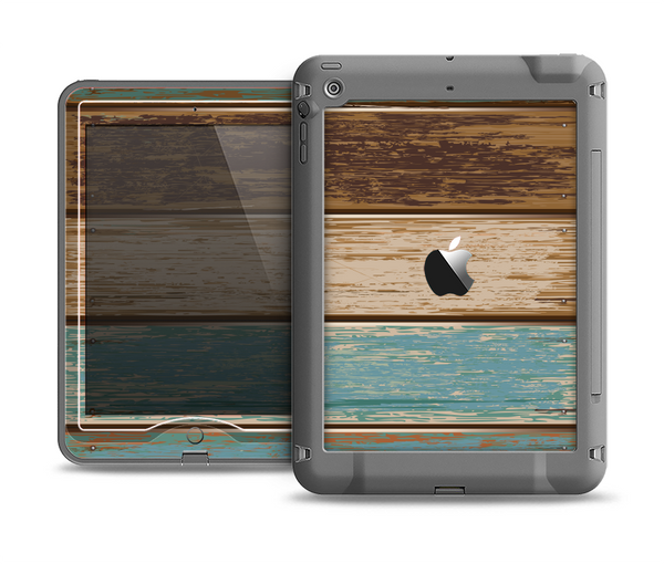 The Wooden Planks with Chipped Green and Brown Paint Apple iPad Mini LifeProof Nuud Case Skin Set