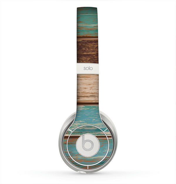 The Wooden Planks with Chipped Green and Brown Paint Skin for the Beats by Dre Solo 2 Headphones