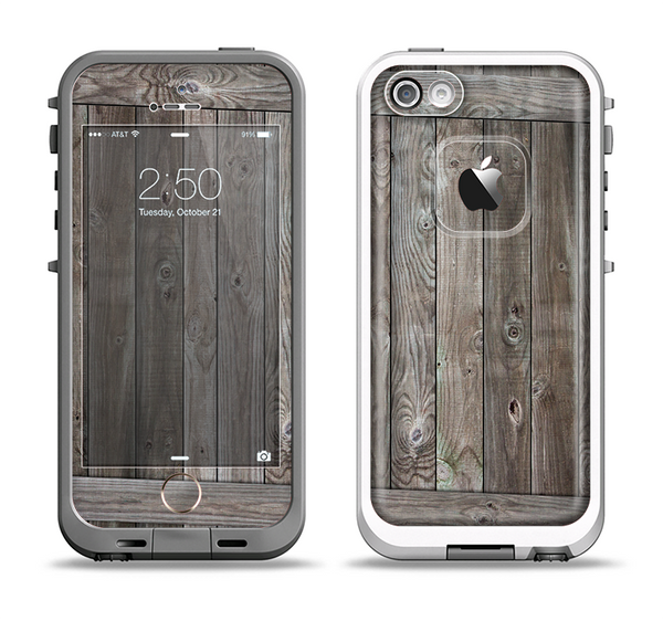 The Wooden Wall-Panel Apple iPhone 5-5s LifeProof Fre Case Skin Set