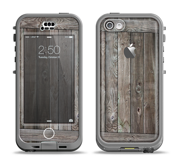 The Wooden Wall-Panel Apple iPhone 5c LifeProof Nuud Case Skin Set